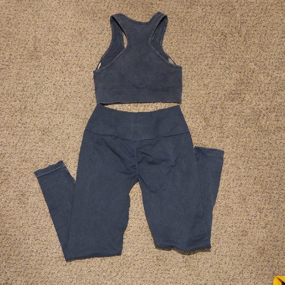 Bombshell Sportswear Denim Blue Activewear Set - Picture 2 of 3